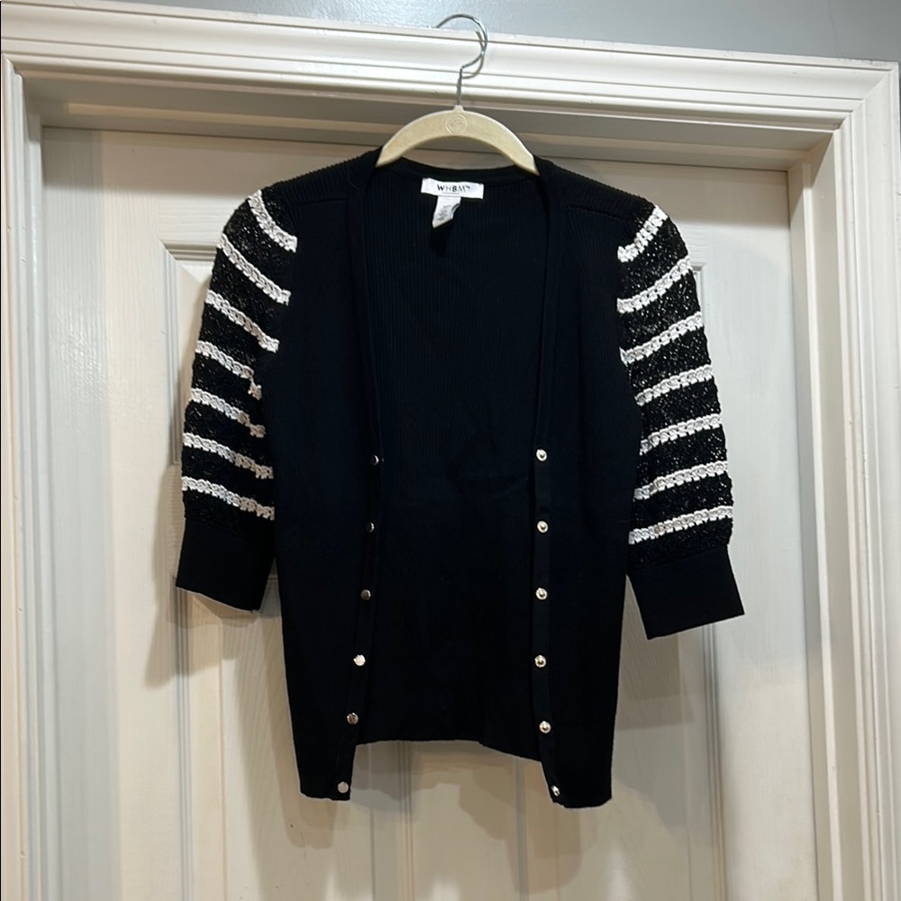 Black and White Striped Women's Sweater White House Black Market
